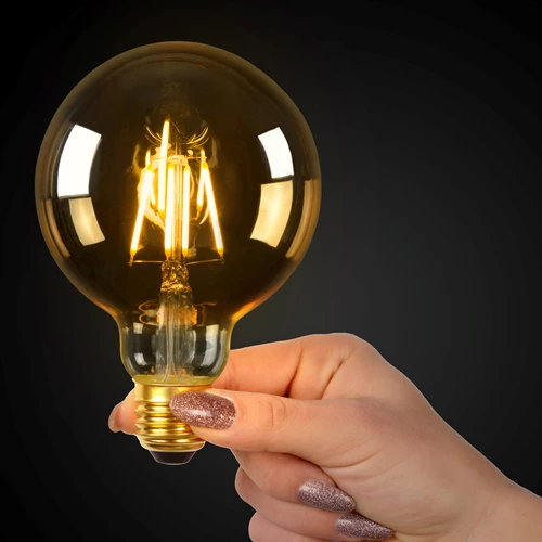 Lucide G95 - Glühfadenlampe - Ø 9,5 cm - LED Dim. - E27 - 1x5W 2700K - Amber - Atmosphäre 1